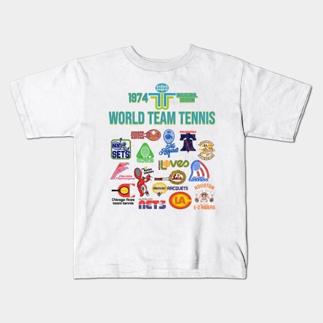 1974 Inaugural Season Defunct Team Tennis Kids T-Shirt by darklordpug